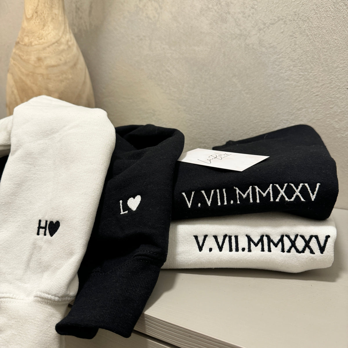 Couple sweatshirt with Roman date