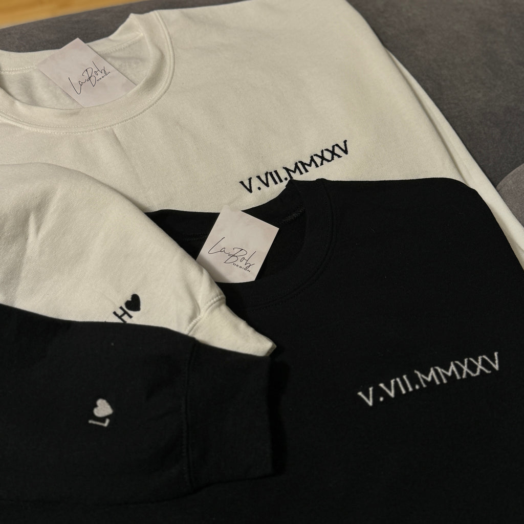 Couple sweatshirt with Roman date
