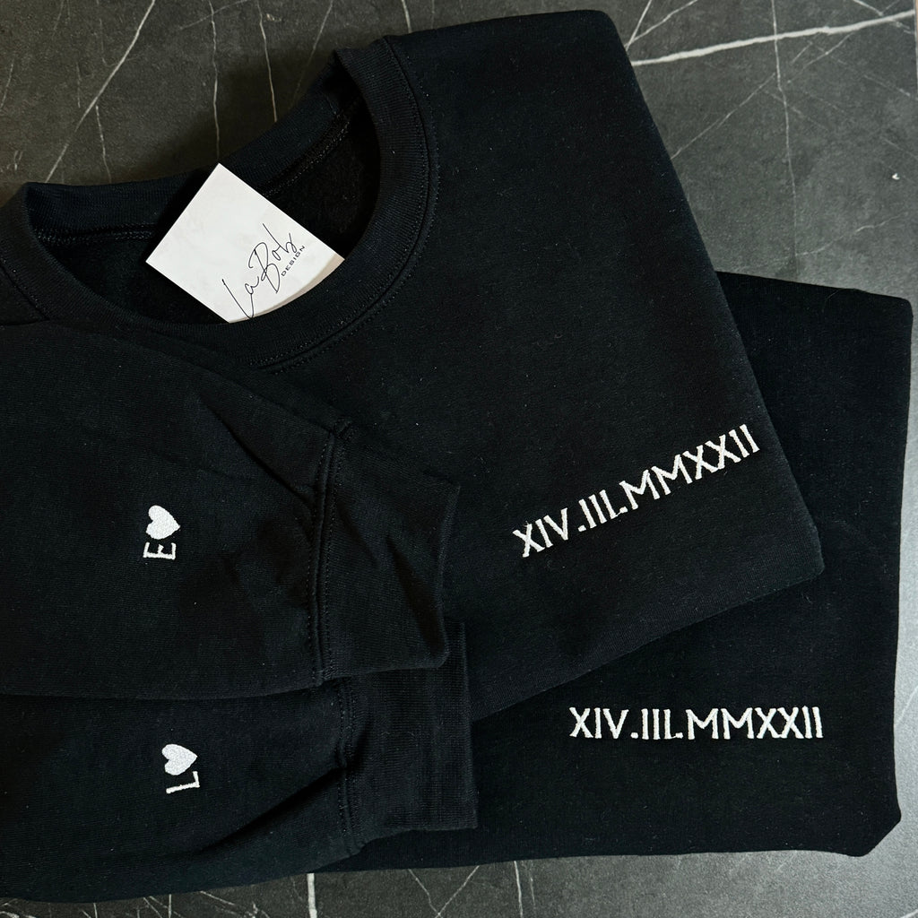 Couple sweatshirt with Roman date
