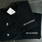 Couple sweatshirt with Roman date