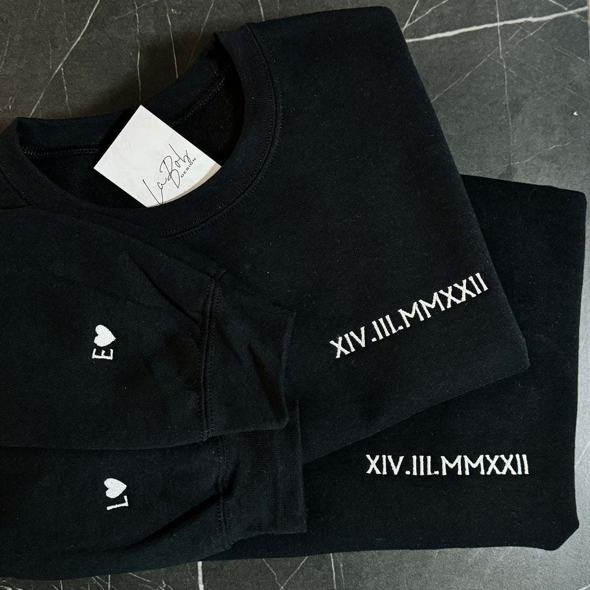 Couple sweatshirt with Roman date