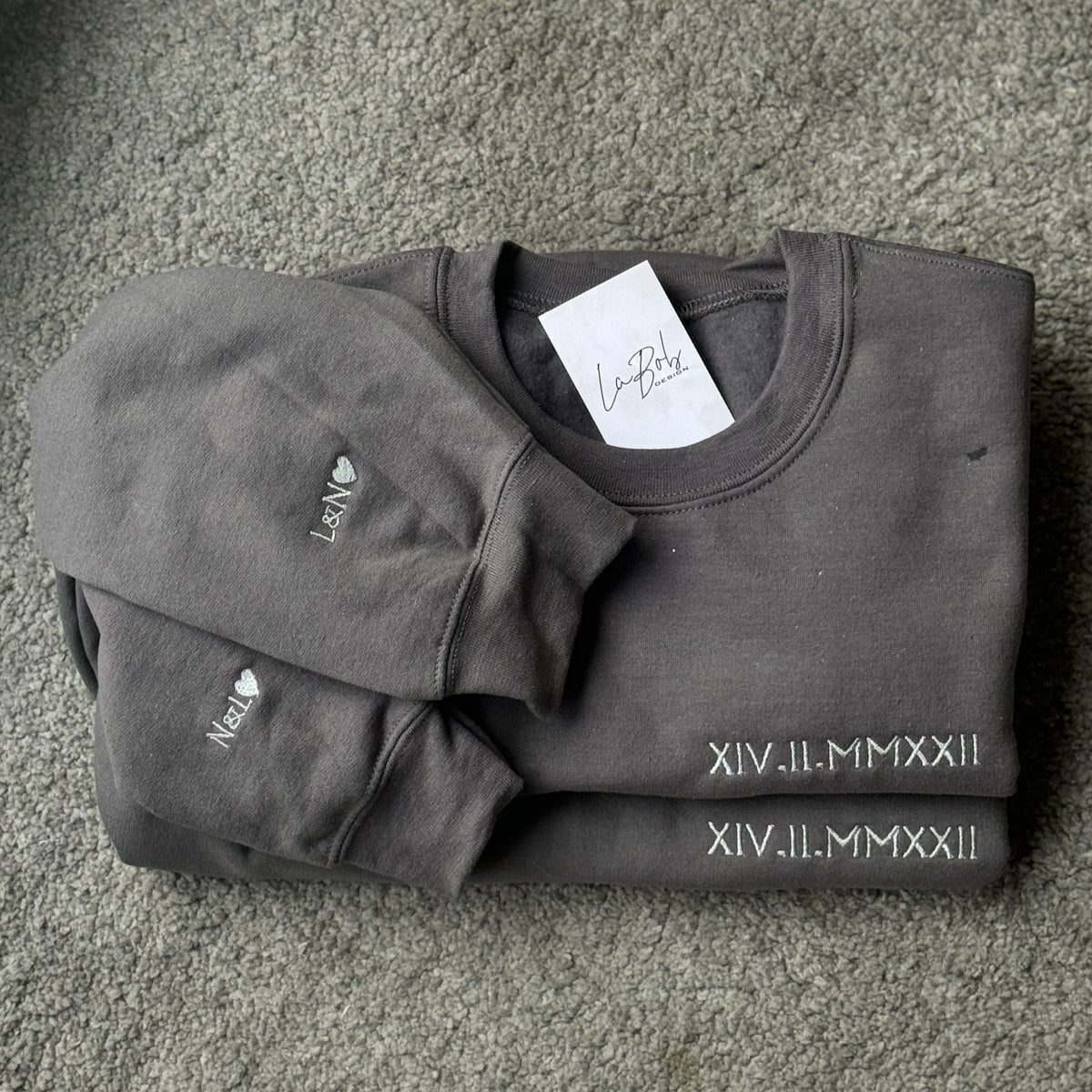 Couple sweatshirt with Roman date