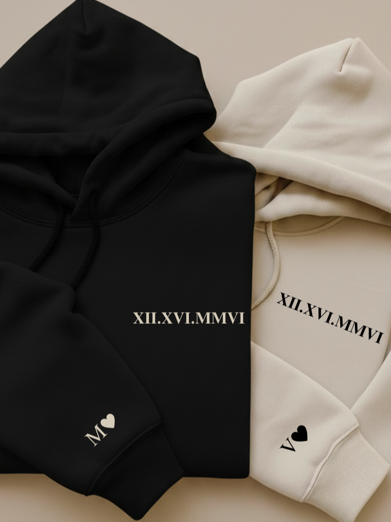 Couple hoodie s rimskim datumom