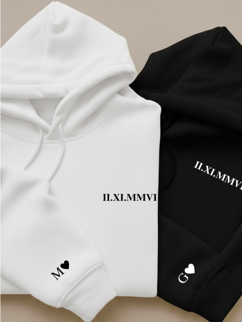 Couple hoodie s rimskim datumom