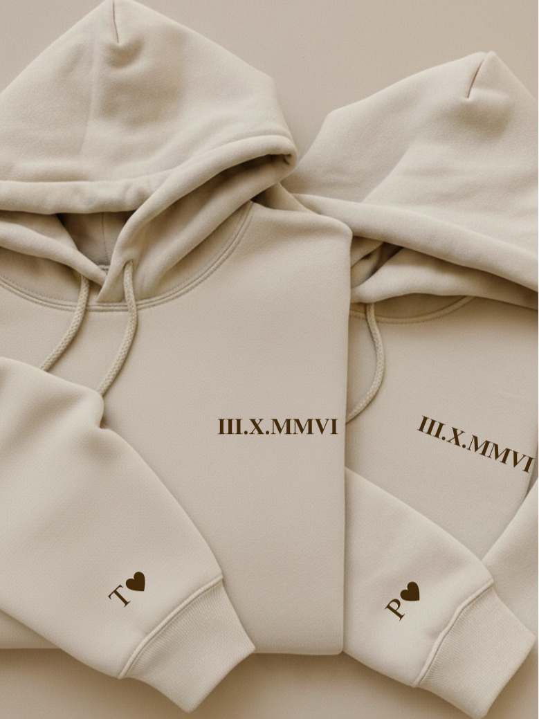 Couple hoodie s rimskim datumom