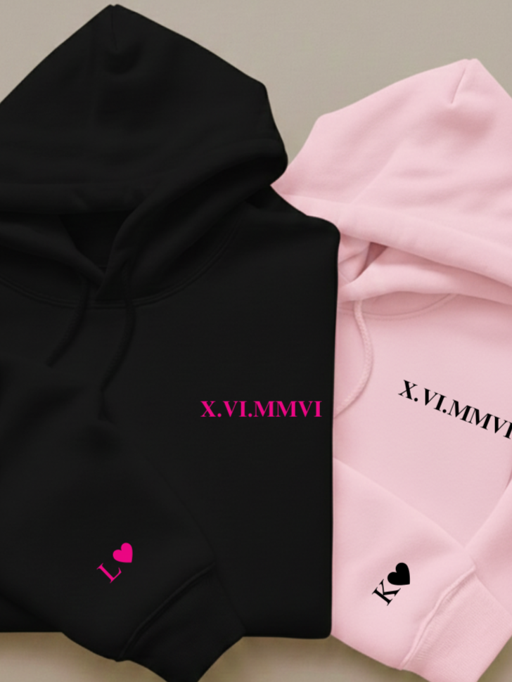 Couple hoodie s rimskim datumom